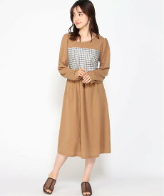 【SALE／59%OFF】Aimoon (W)ワンピース レディース切り替えワンピ長袖 ミニミニストア ワンピース・ドレス ワンピース ブラック ベージュ