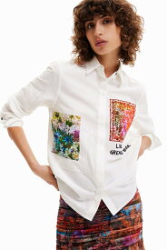 【SALE／50%OFF】Desigual 刺繍パッチ シャツ デシグアル トップス シャツ・ブラウス ホワイト【送料無料】