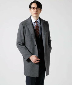 【SALE／14%OFF】NEWYORKER MEN Super100s' ウールショートビーバー コンバーチブルカラーコート ニューヨーカー ジャケット・アウター その他のジャケット・アウター グレー ブラック【送料無料】