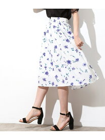 【SALE／70%OFF】VIS フラワープリントギャザースカート ビス スカート その他のスカート ホワイト ネイビー ブルー
