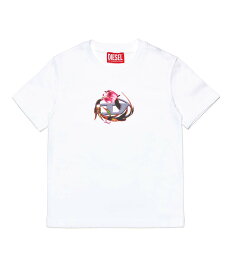 【SALE／49%OFF】DIESEL DIESEL ディーゼル ブランドロゴ半袖Tシャツカットソー Kids シフォン トップス カットソー・Tシャツ ホワイト ブラック【送料無料】