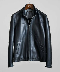 MK MICHEL KLEIN homme LEATHER BLOUSON ミッシェルクランオム ジャケット・アウター ライダースジャケット ブラック ホワイト【送料無料】