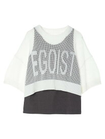 Green Parks EGOIST SET2点 メッシュ+インナー 24SS/半袖/レディース/クルーネック グリーンパークス トップス ニット ホワイト ベージュ ブルー【送料無料】