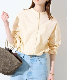 SLOBE IENA 《追加2》ROYAL NAVY/ロイヤルネイビー SLOBE別注 バンドカラーシャツ スローブ イエナ トップス シャツ・ブラウス イエロー グリーン ブラウン【送料無料】