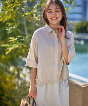 DouDou ブラウス ピンク ドロスト仕様 リネン混 ゆったり 上品 美品 