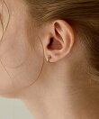 金属アレルギー対応|ラインフープワンタッチピアス シャンパンゴールド