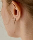 金属アレルギー対応|ラインフープワンタッチピアス シャンパンゴールド