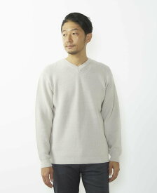 【SALE／30%OFF】MEN'S MELROSE 洗える ストレッチ畦Vネックセーター メンズメルローズ トップス ニット ピンク グレー ブルー【送料無料】