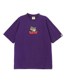 A BATHING APE GRAFFITI BAPE LOGO RELAXED FIT TEE ア ベイシング エイプ トップス カットソー・Tシャツ パープル ホワイト【送料無料】