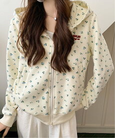 【SALE／45%OFF】HALEY PESCA HALEY PESCA/(W)フラワープリント ダブルジップパーカ チェルカ トップス パーカー・フーディー ホワイト グレー