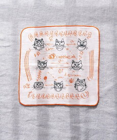 collex 【+HAyU fabric】猫柄 ガーゼタオルハンカチ 綿100% コレックス ファッション雑貨 ハンカチ・ハンドタオル ピンク オレンジ ブラック
