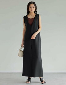 Re:EDIT マシュマロVネックジャンパースカート リエディ ワンピース・ドレス ジャンパースカート ブラック グレー【送料無料】