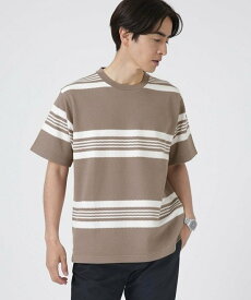 【SALE／60%OFF】NANO universe LB.04/パイナップルワイドボーダー ナノユニバース トップス カットソー・Tシャツ グレー ベージュ ネイビー