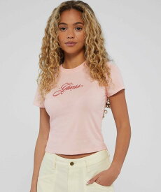 GUESS (W)GUESS Originals Airbrush Tee ゲス トップス カットソー・Tシャツ ピンク ホワイト【送料無料】