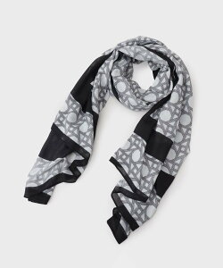 COUP DE CHANCE 大人モードのモノトーンストール/ジオメトリック柄/ロングストール クード シャンス ファッション雑貨 マフラー・ストール・ネックウォーマー グレー ブラック【送料無料】