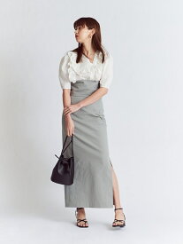 SNIDEL スリットペンシルスカート スナイデル スカート ロングスカート ブラウン ホワイト レッド【送料無料】