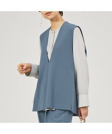 【SALE／30%OFF】qualite 【セットアップ対応】ダブルクロススリットジレ カリテ トップス その他のトップス ブルー ブラック グレー【送料無料】