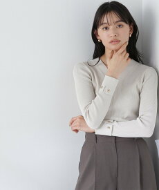 【SALE／30%OFF】NATURAL BEAUTY BASIC Vネックハトメスリーブニット ナチュラルビューティベーシック トップス ニット ベージュ グレー ブルー ネイビー【送料無料】