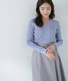 NATURAL BEAUTY BASIC Vネックハトメスリーブニット ナチュラルビューティベーシック トップス ニット ブルー グレー ベージュ ネイビー【送料無料】