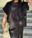 【SALE／30%OFF】Emma Taylor 【着ごこちシリーズ】サイドZIPクルーネックプルオーバー スタイルドア トップス カットソー・Tシャツ ブラック ホワイト グレー ベージュ【送料無料】