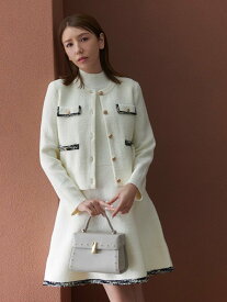 CELFORD 【限定カラーあり】トリムミニニットワンピースセット セルフォード ワンピース・ドレス その他のワンピース・ドレス ブラック ピンク レッド【送料無料】