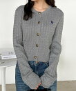 Ranan/(W)<U.S.P>ゴールド調ボタン刺繍ケーブルカーディガン