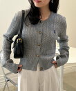 Ranan/(W)<U.S.P>ゴールド調ボタン刺繍ケーブルカーディガン