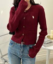 Ranan/(W)<U.S.P>ゴールド調ボタン刺繍ケーブルカーディガン