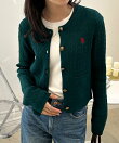 Ranan/(W)<U.S.P>ゴールド調ボタン刺繍ケーブルカーディガン