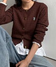 Ranan/(W)<U.S.P>ゴールド調ボタン刺繍ケーブルカーディガン