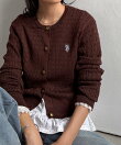 Ranan/(W)<U.S.P>ゴールド調ボタン刺繍ケーブルカーディガン