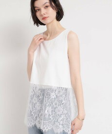 【SALE／29%OFF】THE SHOP TK 【人気アイテム】レイヤードスタイルに 裾レースタンクトップ ザ ショップ ティーケー トップス アンサンブル ホワイト