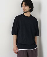 NANO universe ギマクルーネック ニットTシャツ ナノユニバース トップス ニット ネイビー ベージュ ブラ…