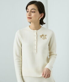 【SALE／40%OFF】ANAYI 【セットアップ対応商品】千鳥ジャガードヘンリーネックプルオーバー アナイ トップス ニット ホワイト【送料無料】