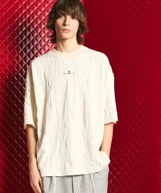 MAISON SPECIAL Catch Washer Logo Embroidery Prime-Over Crew Neck T-shirt メゾンスペシャル トップス カットソー・Tシャツ グレー ブラック【送料無料】