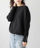 【SALE／39%OFF】La-gemme パール袖ドルマンニット ラジュール トップス ベアトップ ブラック ホワイト …