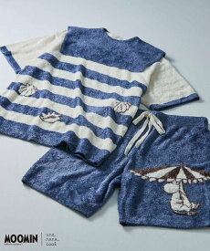 【SALE／30%OFF】une nana cool 【ムーミン】MOOMIN * une nana ccol プルオーバー&ハーフパンツセット ウンナナクール インナー・ルームウェア パジャマ レッド ホワイト ネイビー【送料無料】