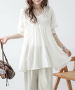 【SALE／47%OFF】La-gemme 前後2WAYシャーリングチュニック ラジュール ワンピース・ドレス チュニック ホワイト ブラ…