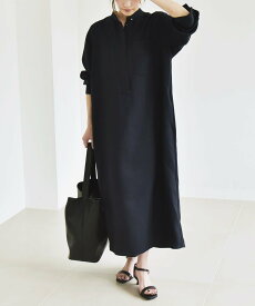 quaranciel quaranciel:＜洗濯機可能＞ダブルクロス スタンドカラー ポケット シャツ ワンピース シップス ワンピース・ドレス シャツワンピース ネイビー ブラウン【送料無料】