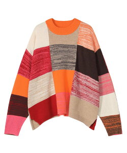 ZUCCa �y�����z COLOR BLOCK KNIT / �j�b�g�v���I�[�o�[ �Y�b�J �g�b�v�X �j�b�g ���b�h �O���[�y���������z