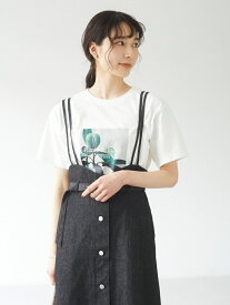 【SALE／50%OFF】Green Parks ボタニカルフォトTシャツ グリーンパークス トップス カットソー・Tシャツ ホワイト ブラック ピンク イエロー