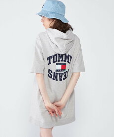 【SALE／40%OFF】TOMMY JEANS (W)TOMMY HILFIGER(トミーヒルフィガー) アップリケジップパーカーワンピース トミーヒルフィガー ワンピース・ドレス ワンピース グレー ブラック【送料無料】