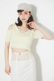 【SALE／50%OFF】rienda 2WAYオフショルKnit TOP リエンダ トップス ニット ブラック イエロー ブラウン ピンク