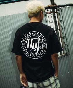 HUF SHARP SCRIPT TEE / HUF �n�t T�V���c �n�t �g�b�v�X �J�b�g�\�[�ET�V���c �z���C�g �u���[ �u���b�N�y���������z