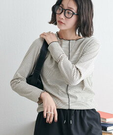 Discoat 【新色追加!/23色展開】前後2WAYリブメローロングスリーブ《WEB限定》 ディスコート トップス カットソー・Tシャツ ネイビー グレー ホワイト カーキグリーン ベージュ ブラック ピンク ブラウン グリーン ブルー