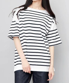 MONT KEMMEL モンケメル ボーダー オーバーサイズ バスクシャツ 半袖tシャツ 大きめ 半袖 エー.エム.エス. トップス カットソー・Tシャツ ホワイト ブラック【送料無料】