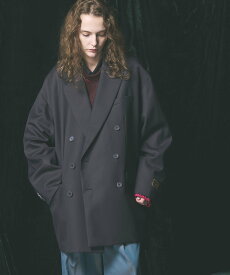 MAISON SPECIAL 4 Colors Chambray Washable Wool Prime-Over Peaked Lapel Double Breasted Jacket メゾンスペシャル ジャケット・アウター テーラードジャケット・ブレザー グレー ブラック グリーン ブルー【送料無料】
