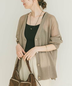 【SALE／5%OFF】URBAN RESEARCH ITEMS シアーVネックニットカーディガン アーバンリサーチアイテムズ トップス カーディガン ブラック【送料無料】