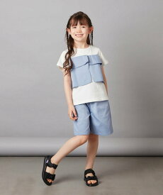 【SALE／50%OFF】a.v.v [100-130]【2点セット】フリルトップス&ショートパンツセットアップ アー・ヴェ・ヴェ トップス その他のトップス ブルー ベージュ