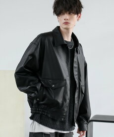 ASTRONOMY ヴィンテージ加工 PUレザー A-2ショートブルゾン カジュアル ジャケット・アウター ミリタリージャケット ブラウン ブラック【送料無料】